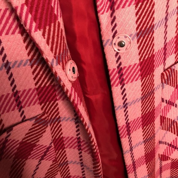 Topshop Suzy Side Check Long Pink Coat - Picture 5 of 8